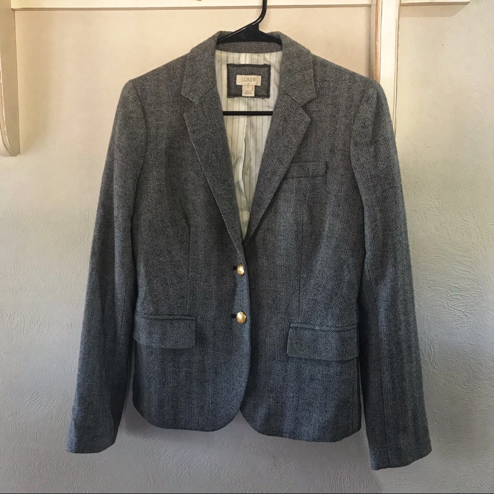 Houndstooth J. Crew Blazer with gold buttons